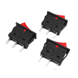 Tiardey 3Pcs AC 30A 250V/125V 3 Pin ON/Off Waterproof Boat Rocker Switch with Red Indicator Light