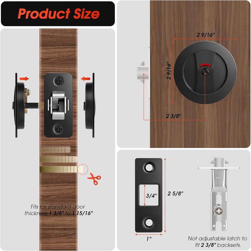 SANGRENSHEN Sliding Door Lock Pocket Door Indicator Lock Flush Handles