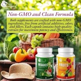 The Monkey 7 Fruits and Veggies Supplement 180 Fruit and Vegetable Capsules 2250MG Superfood
