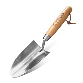 CYRUS 12.6”Garden Trowel,Heavy Duty Large Size Stainless Steel Garden Shovel with Ash Wood Handle,Suitable for Planting,Measuring,Weeding Multi-Functional Garden Spade