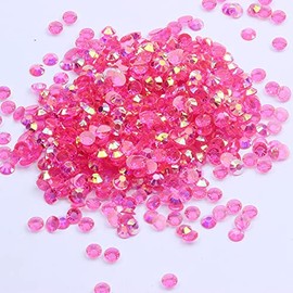 MajorCrafts 500pcs 6.5mm ss30 Transparent AB Flat Back Round 14 Facets Resin Rhinestones Arts and Crafts Embellishment Gems (Clear Dark Pink AB T25)