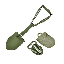 Military Folding Shovel, Multifunctional Portable Survival Spade Entrenching Tool with Carrying Pouch for Hiking Camping Traveling (47x11 cm)