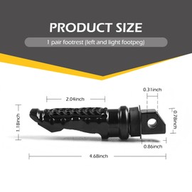 Arwrilt 2 PCS Motorcycle Footpeg, Aluminum Alloy Foot Pegs Foot Rest Kit, Non-slip Rear Foot Pegs Fits Kawasaki ZX-4R ZX4RR ZX4R ZX-4RR 2023-2024 CNC and More Motorcycle Models (Black)