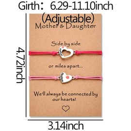Mother Daughter Bracelets Set for 2 Mothers Day Gifts for Mom Daughter Matching Bracelets for Women Mom Long Distance Gifts from Daughters Heart Bracelet for Mama Birthday Gift for Daughters Mommy