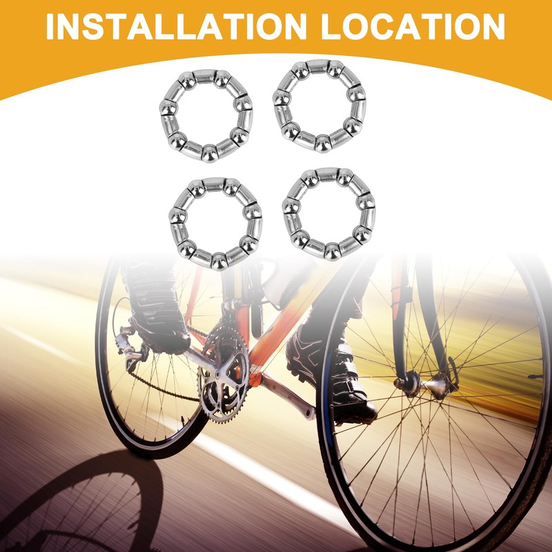 Partuto 4 Pcs Universal Bicycle Ball Bearings - Steel Silver