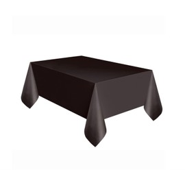 Unique Solid Rectangular Plastic Table Cover - 54" x 108", Black, 1 Pc