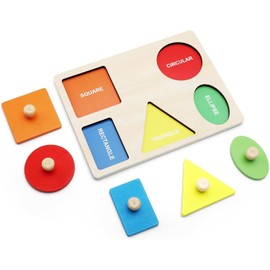 HENGBIRD Montessori Wooden Puzzle Geometric Puzzle Wooden from 1 Year Toy for Learning Colours and Shapes Educational Toy Suitable for Babies Toddlers Children