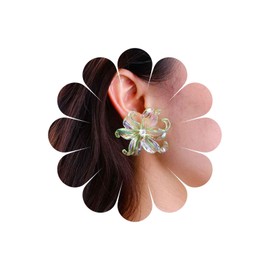 Inateannal Acrylic Flower Earrings Large Resin Flower Earrings Green Acrylic Floral Earrings Statement Floral Petal Earrings Crystal Flower Stud Earrings Jewelry for Women