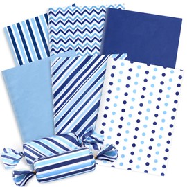 JarThenaAMCS 120 Sheets Christmas Tissue Paper Blue White Print Gift Wrapping Paper Dot Stripe Wave Art Craft Paper for DIY Winter Xmas Party Favor Decor