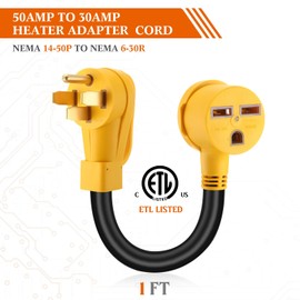 Relaxweex 4 Prong to 3 Prong Dryer Adapter, NEMA14-50P to 6-30R 240V 50 Amp Male Plug to 30 Amp Female Receptacle Heavy Duty Dryer Plug Adapter Generator EV Charger Cord Power Adapter, ETL Listed