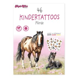 Tapirella 46 Skin-friendly Children's Tattoos, Horse Tattoos, Made in Germany, Vegan and Plastic-Free Packaging