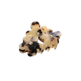 VINGTAINE Mini Triple Flower Hair Claw Hair Clip for Women Office Enameled Hair Accessories Triple Half Up Flower S Beige (TTortoise Shell Style) H7280-BE-
