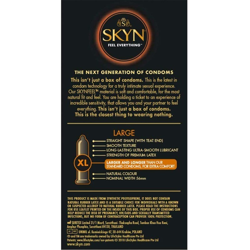 SKYN® Large (XL/King Size) Non-Latex Condoms, Pack of 10 x