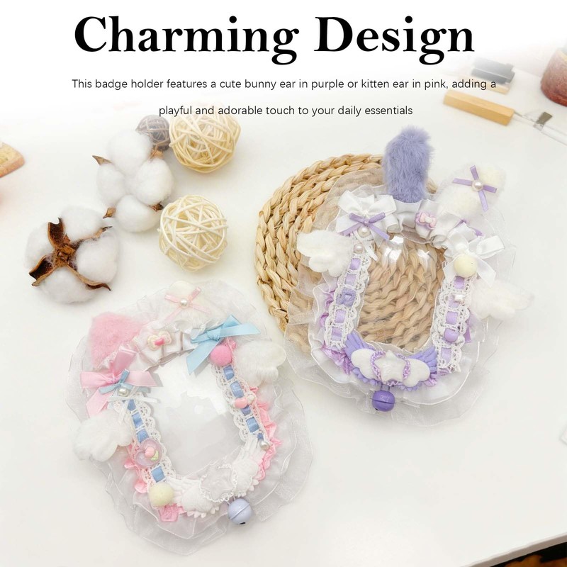 Ruffled Lace Trim Photocard Holder, Plush Badge Holder for ID,