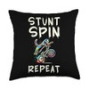 Stunt Spin Repeat Cat Biking Adventure Throw Pillow