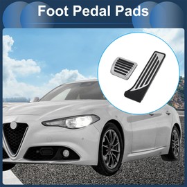 Hihaha 1 Set Automatic Footrest Pedals Cover Footrest Pedal Pads Foot Rest Dead Pedal Pad Cover for Alfa Romeo Giulia 2017-2021 Stainless Steel Silver Tone