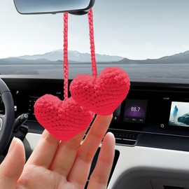 Osilly Car Rear View Mirror Hanging Charm, Adjustable Handmade Cute Daisy Flower Automotive Pendant Decor Charms Hanging Ornament Keychain for Women, Universal for SUV Truck RV（Style F）