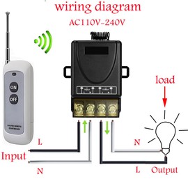Wireless Light Switch and Receiver Kit, 30A High Power, No Wiring, 984ft RF Range,AC110V/120V220V Remote Control Switches ralay for Lamp, Motor,Ceiling Light, Fan, Outdoor Lighting