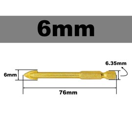 LEPEVNEY 6mm Tungsten Tile Drill Bits Carbide Drill Bit Glass Ceramic Cement Flat Spear Head Tipped Spear Cutter, 1/4" 6.35mm Hex Shank, 10 Pcs