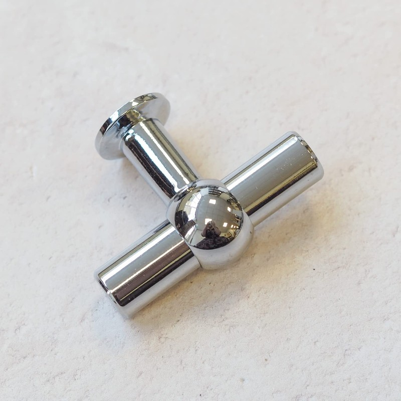 Polished Chrome T-Bar Handle for Kitchen Cabinets | 14mm Diameter