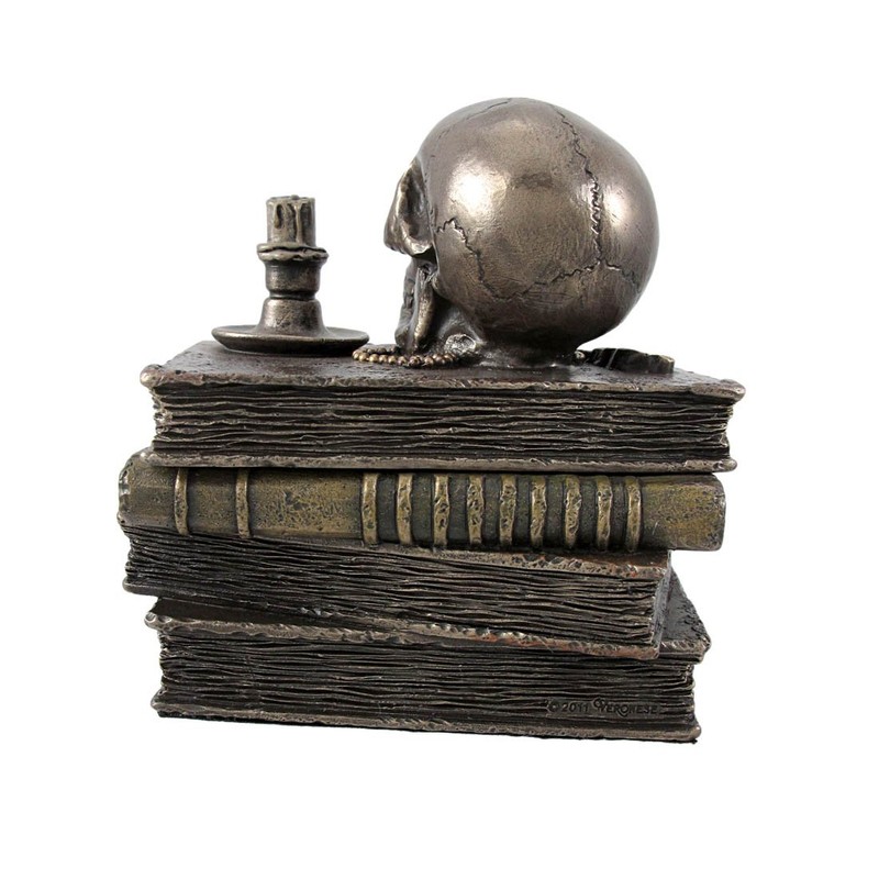 Veronese Design 4 3/4 Inch Wizard's Study Books And Skull