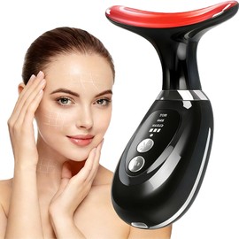 Facial and Neck Massager，7-Color Adjustable LED Lights, Heating and Vibration Functions;Red-Light-Therapy-for-Face Massager Suitable for The Face, Neck，Beauty and Skincare Gifts for Both Women Men