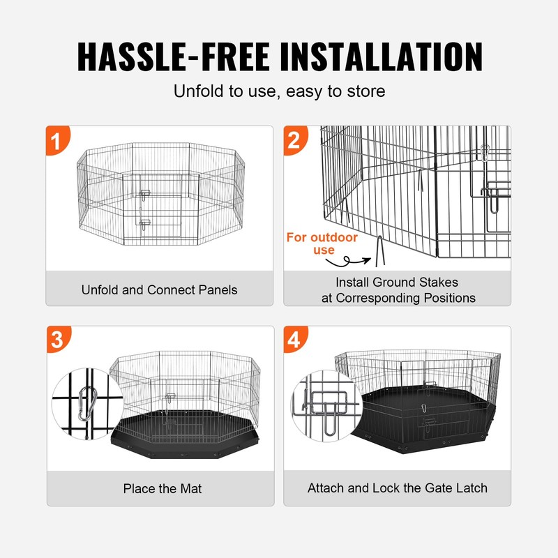 VEVOR Foldable Metal Dog Exercise Pen, Pet Playpen Dog Fence