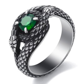 SOBHART Snake Ring for Men Stainless Steel Fashion Goth Punk Snake Rings Size 8