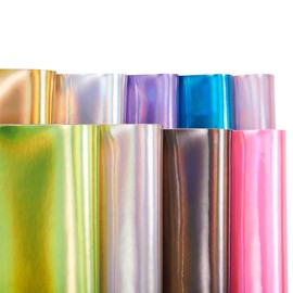 BENECREAT 9 Pack Holographic Faux Leather (A4) (30 x 20 cm) Waterproof Leather Sheet for Hair Bows Crafts and Bag Making, 9 Colours