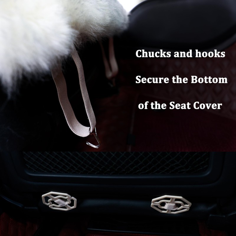 AOGELAN Fluffy Sheepskin Car Seat Cover, Fuzzy Long Wool Front