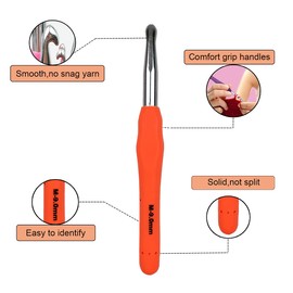 Mdoker Extra Long Crochet Hooks Size(2.25mm-10mm) Ergonomic Grip Soft Handles for Handmade DIY Crocheting Crochet Hook Needles for Arthritic Hands