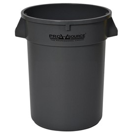 PRO SOURCE Heavy Duty Round Grey LLDPE Polyethylene Trash Can, 32 Gallon Size