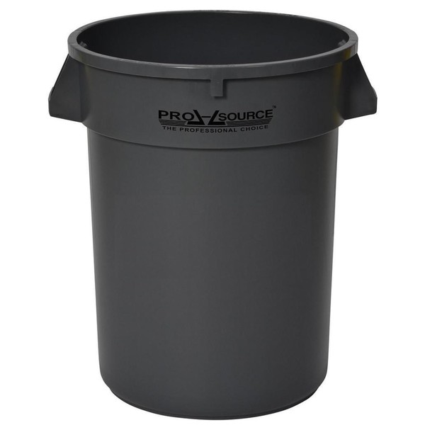 PRO SOURCE Heavy Duty Round Grey LLDPE Polyethylene Trash Can,