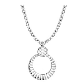 Sofia Milani - Women's Necklace 925 Silver - with Zirconia Stone - Ribbed Circle Pendant - N0869