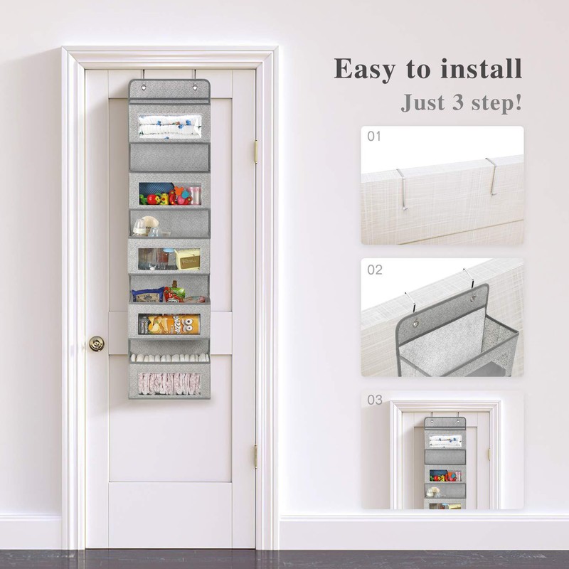 5-Shelf Over Door Organizer Wall Hanging Storage Bag with Clear