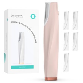 Sonic Dermaplaning Tool for Face - Rechargeable Dermaplane Razor with 6 Refill Dermablades, Facial Hair & Peach Fuzz Remover for Women (Pink)