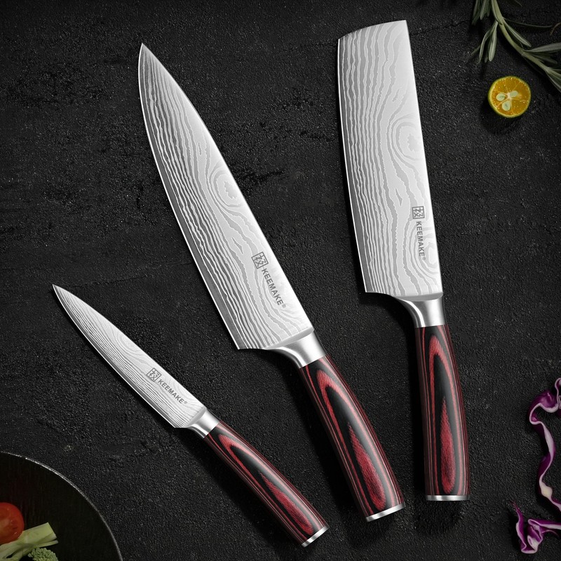 KEEMAKE Kitchen Knife Sets, 3 Pieces Professional Chef Knife Set