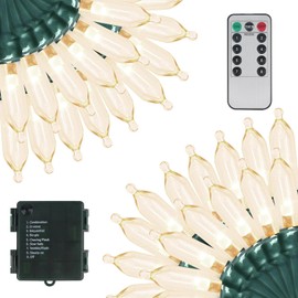 Tcamp 105FT 300 LED Battery Operated Christmas String Lights with Remote Timer Memory Function, 8 Modes Battery String Lights for Christmas Tree Bedroom Wreath Decor (Warm White)
