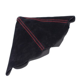 ApplianPar 5 Speed Black Leather Gear Shift Knob and Suede Boot Red Stitch Shifter Lever Boot Knob Cover Combo Kit for Civic CRX