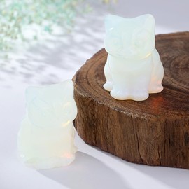 Sahoottie Cat Ornament Cute Cat Gifts for Women Cat Gifts for Cat Lover Cat Themed Gifts for Women Opal Crystal Cat Ornament for Desk Bedroom Accessories