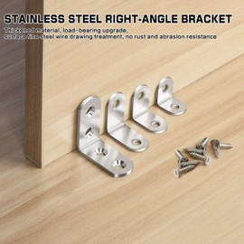 Drado Angle Connector Pack of 15 Stainless Steel Angle Brackets 20 x 20 x 2 mm Furniture Angle Bracket with 30 Screws