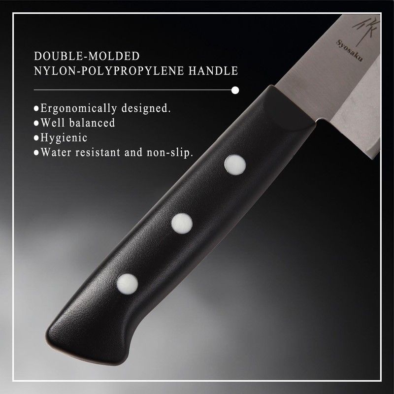 Syosaku Japanese Chef Knife Molybdenum Vanadium Stainless Steel w/o Bolster,