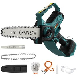 Mini Chainsaw for Makita 18V Battery, 8-Inch and 6-Inch 2-IN-1 Cordless Electric Chain saw with Brushless Motor and Auto-Oiler, 800W Hand Mini Chainsaw for Tree Pruning Wood Cutting(No Battery)