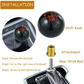 Temzzer Ball Gear Shifter Unique Stick Shift Lever Knob for Most Manual Automotive Vehicles (Black 1)