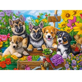 300 Piece Puzzles for Adults,Fun Puppies Puzzle for Adults Teens,Large Piece Cute Dogs Jigsaw Puzzle for Kids Ages 8-10 10-12,Glossy Sturdy Pieces,Challenging Family Game Great Gift Idea,20.5 x 15 in