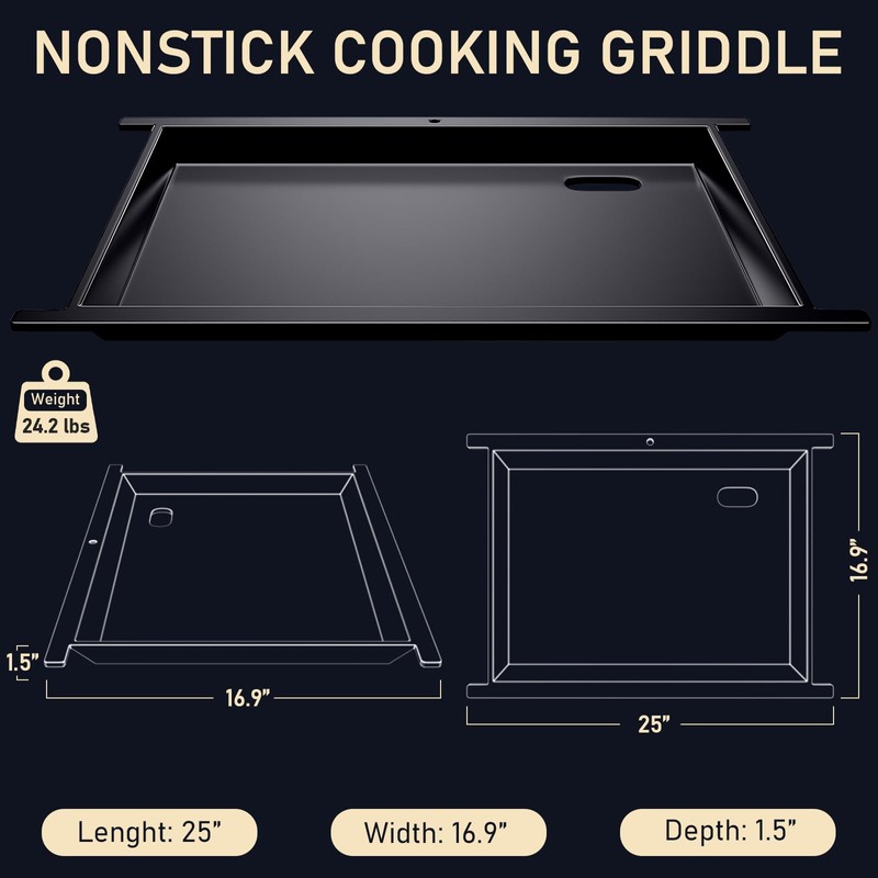 Utheer Nano-Ceramic Full Griddle for Ninja FlexFlame PG300,Professional-Grade Nonstick Full-Size