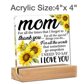 Mom Gifts From Daughter Son, Gifts for Mom Birthday Christmas Mother's Day, Mom I Need to Say I Love You Clear Acrylic Desk Decorative Sign Present for Home Decor, 4 x 4 Inches