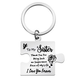 Birthday Gifts for Sister Thank You Gifts for Sisters Engraved Keychain Gift for Big Little Sis from Sisters Brother To My Sister Keychain Gift