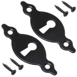 AERZETIX - C73735 - pair of 2 rosettes plates 67x27x2 mm for door locks with normal key - horizontal mounting - keyhole cover - made of metal - colour black matt - door, fitting