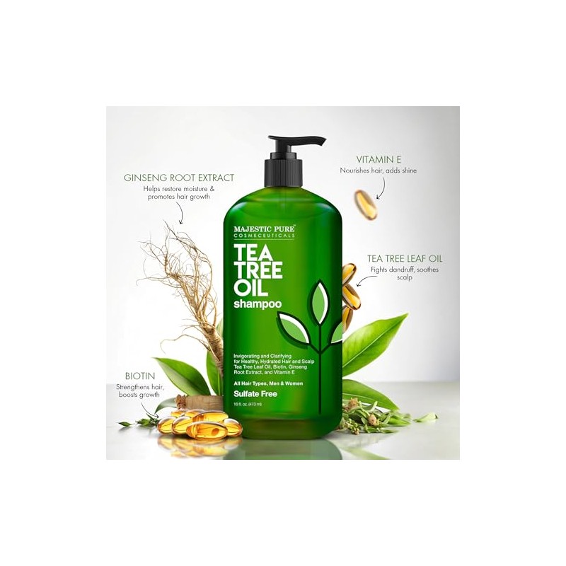 Majestic Pure Tea Tree Oil Hair Shampoo - 16flOz